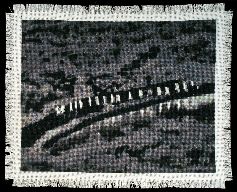 © Noelle Mason - Coyotaje (Rio Bravo), Hand Embroidered Cotton, 10" x 12"