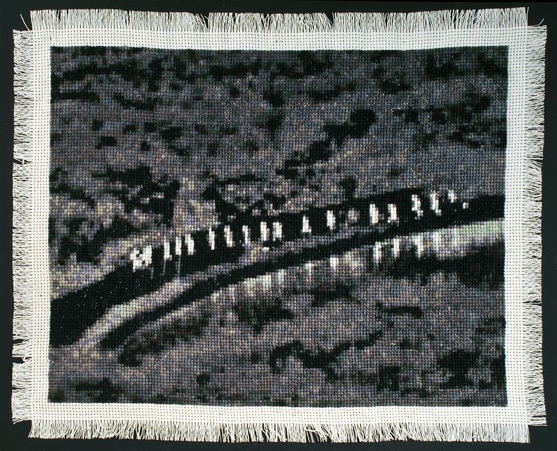 © Noelle Mason - Coyotaje (Los Amantes), Hand Embroidered Cotton, 12" x 14"