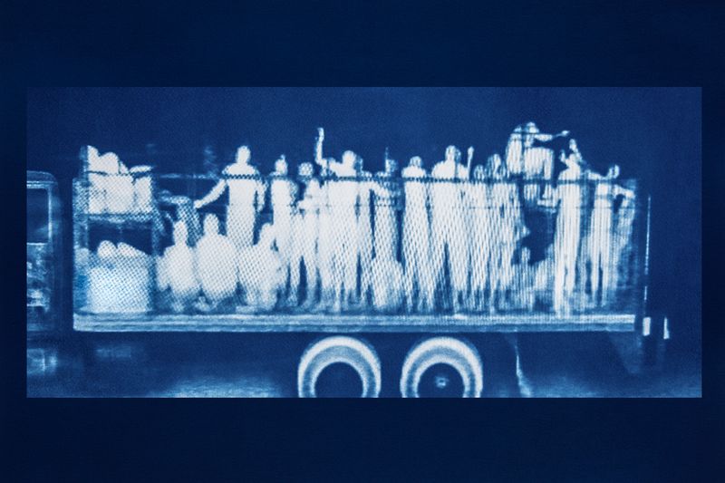 © Noelle Mason - Backscatter Blueprint (Parnassus), Cyanotype on Watercolor Paper, 16" x 22"