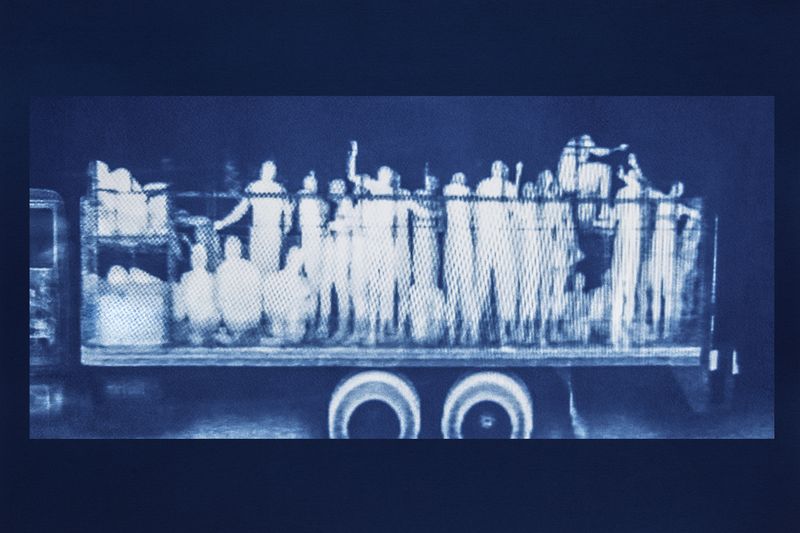 © Noelle Mason - Backscatter Blueprint (Parnassus), Cyanotype on Watercolor Paper, 16" x 22"