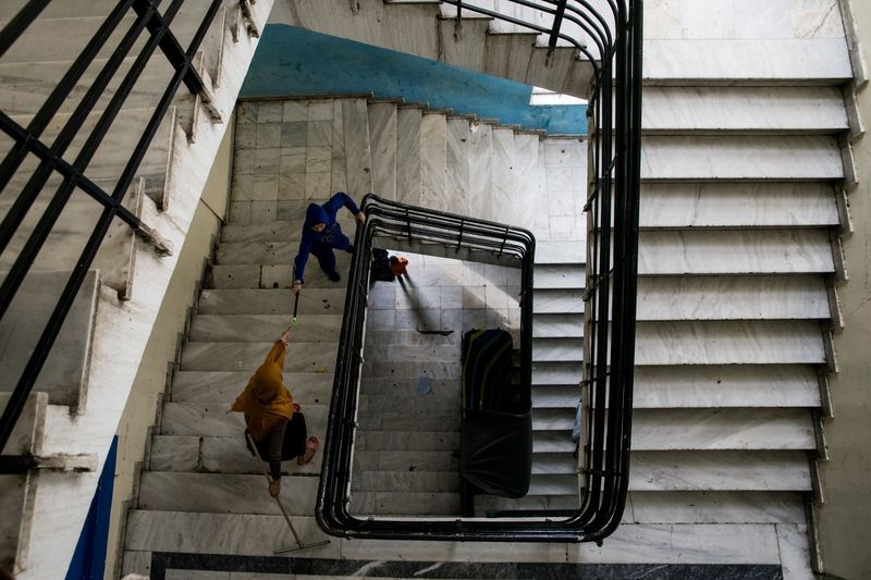 © Zoltán Balogh - Refugees are pictured on the staircase of a squat home dubbed 5th School in Athens, Greece, 04 December 2016.