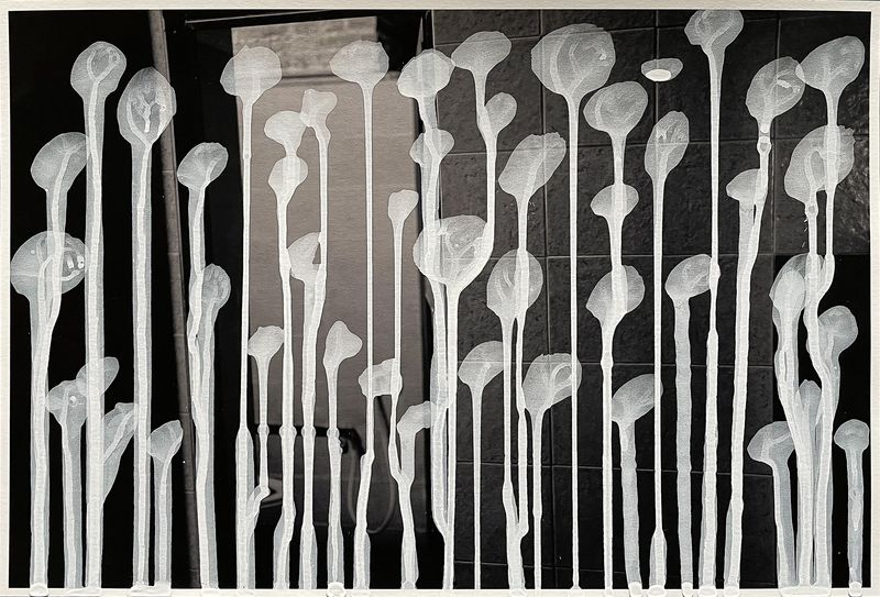 © Ali Tahayori - IMPOSSIBLE DESIRE 3, 2022, body fluid and paint on digitally printed photograph, 310 x 223mm.