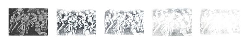 © Elena, Leonidas Kollatou, Toumpanos - Mixed media, photo etching, erasure process of archival image. Skeleton children during the German occupation.