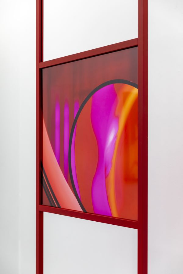 © Lisa Stonham - DETAIL- Rainbow Window, 2023, Photographic Transparency mounted to Acrylic - coloured timber frame, 234 x 61 x 2.5 cms