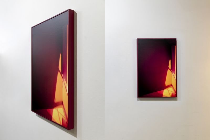 © Lisa Stonham - Dopamine Rush, 2021, Eco Solvent Print on Solve Glaze Satin Rag with coloured timber shadow frame, 51.5 x 76.5 x 4.5 cms