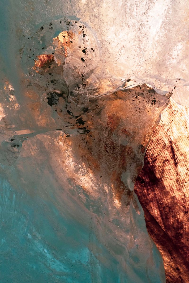 © Florence Iff - melting glacier-ice entwined with protective foil