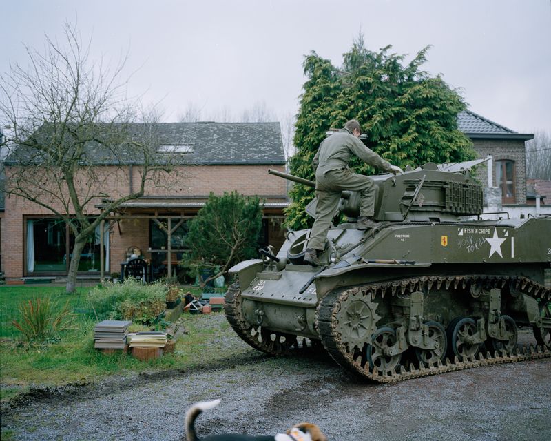 © Giovanni Troilo - Mr Etienne and his son have a Second World War armored tank in their garden near Mons.