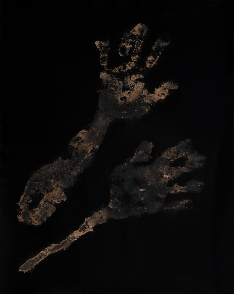 © Judyta Grudzien - Title: #9 of X Medium: 16x20 one of the kind chemigram on fiber paper created with house cleaning products.
