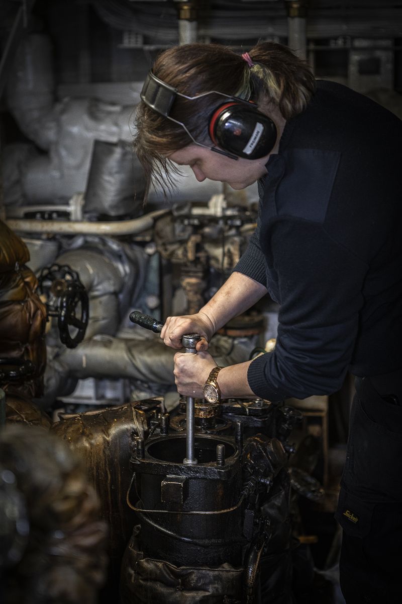 © Nina Varumo - 2n engineer Emmeli is maintaining the machines on the cruise ship were she works.