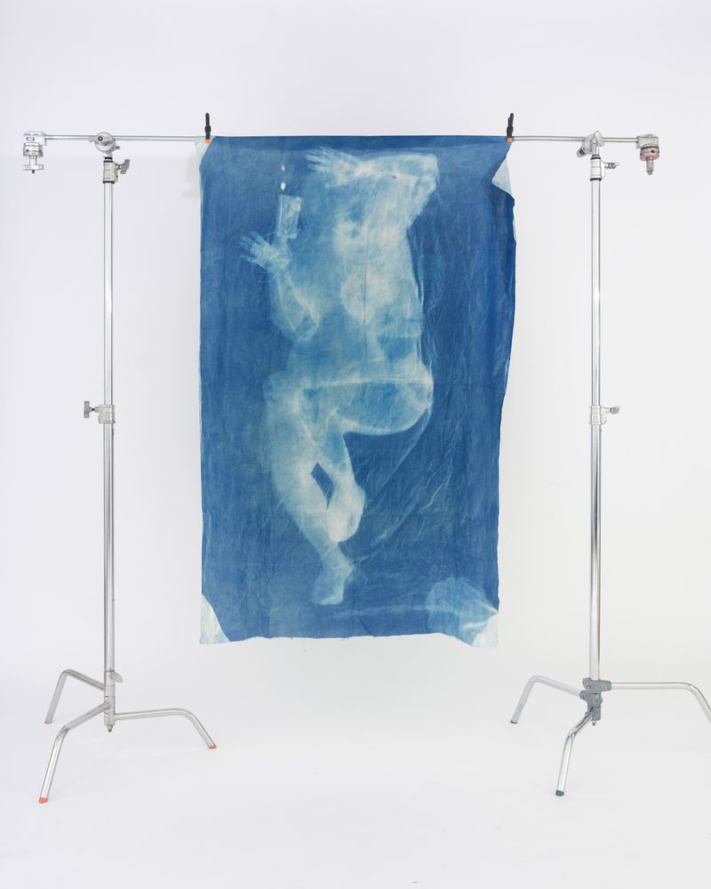 © Melanie Issaka - Blueprint 1: Black Skin, White mask In-camera Cyanotype collage, Giclée print, 70x50cm, 2020