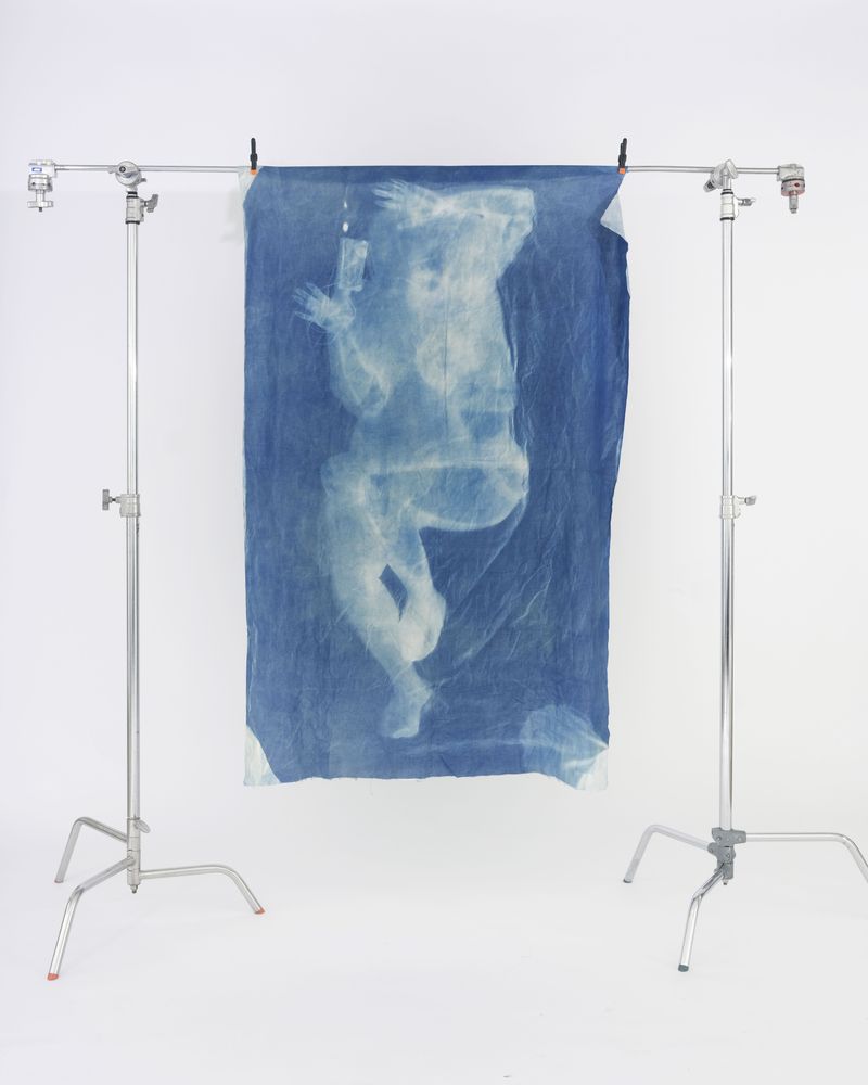 © Melanie Issaka - Blueprint 1: Black Skin, White mask In-camera Cyanotype collage, Giclée print, 70x50cm, 2020