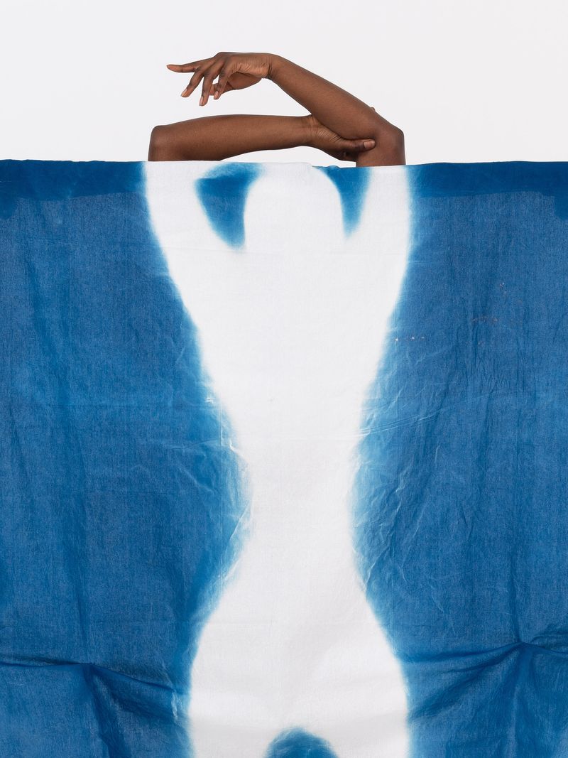 © Melanie Issaka - Blueprint 6: Black Skin, White mask In-camera Cyanotype collage, Giclée print, 40x30cm, 2021