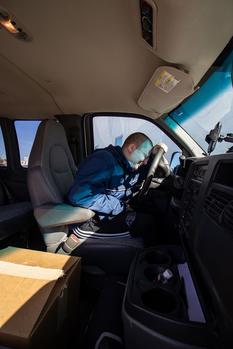 © Emma Brown - Lillian driving the 15-passenger. El Paso, Texas, 2022.