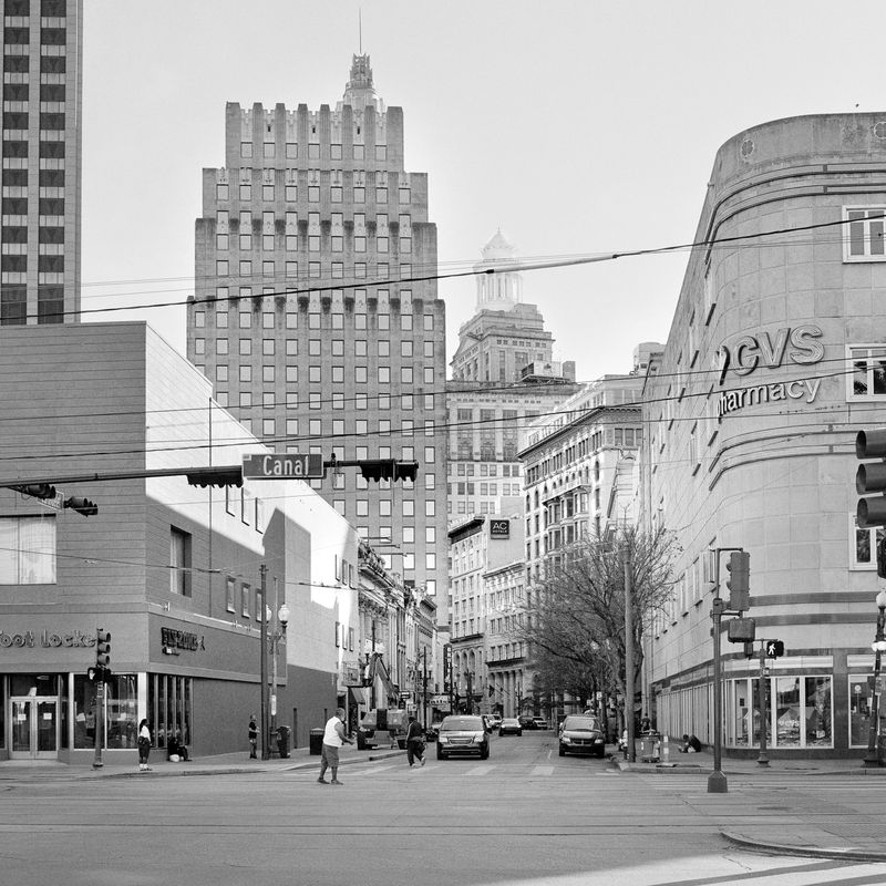 © Jonathan Traviesa - "Canal and Baronne with Hibernia Bank Tower" (from LOW HUSTLE HOT CENTER)