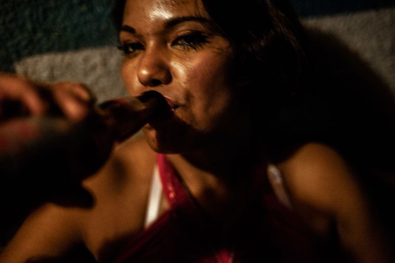 © Celine Croze - Portrait of X. X is the propriety of Octavio. She just smoke crack and she's waiting gringo clients. Tijuana, Mexico, 2018