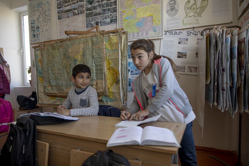 © Anush Babajanyan - Children during a mathematics class at the Shosh village school, Nagorno Karabakh, on February 27, 2020.