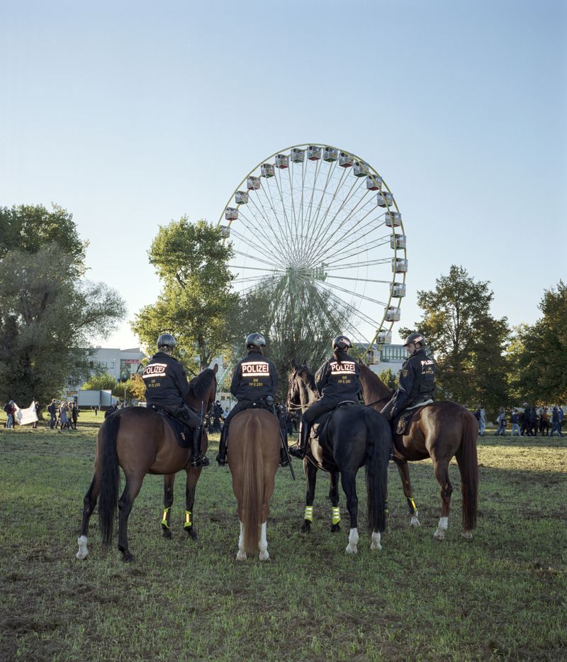 © Max Ferdinand Langer - Police officers on horses during a demonstration in Konstanz