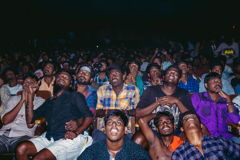 © Balaji Maheshwar - Fans inside the Cinema hall during the First day of a film.