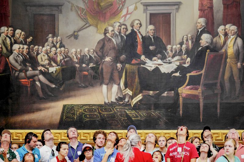 © Oerjan Ellingvaag - In this 2011 image, tourists look up at the Founding Fathers inside the US Capitol.