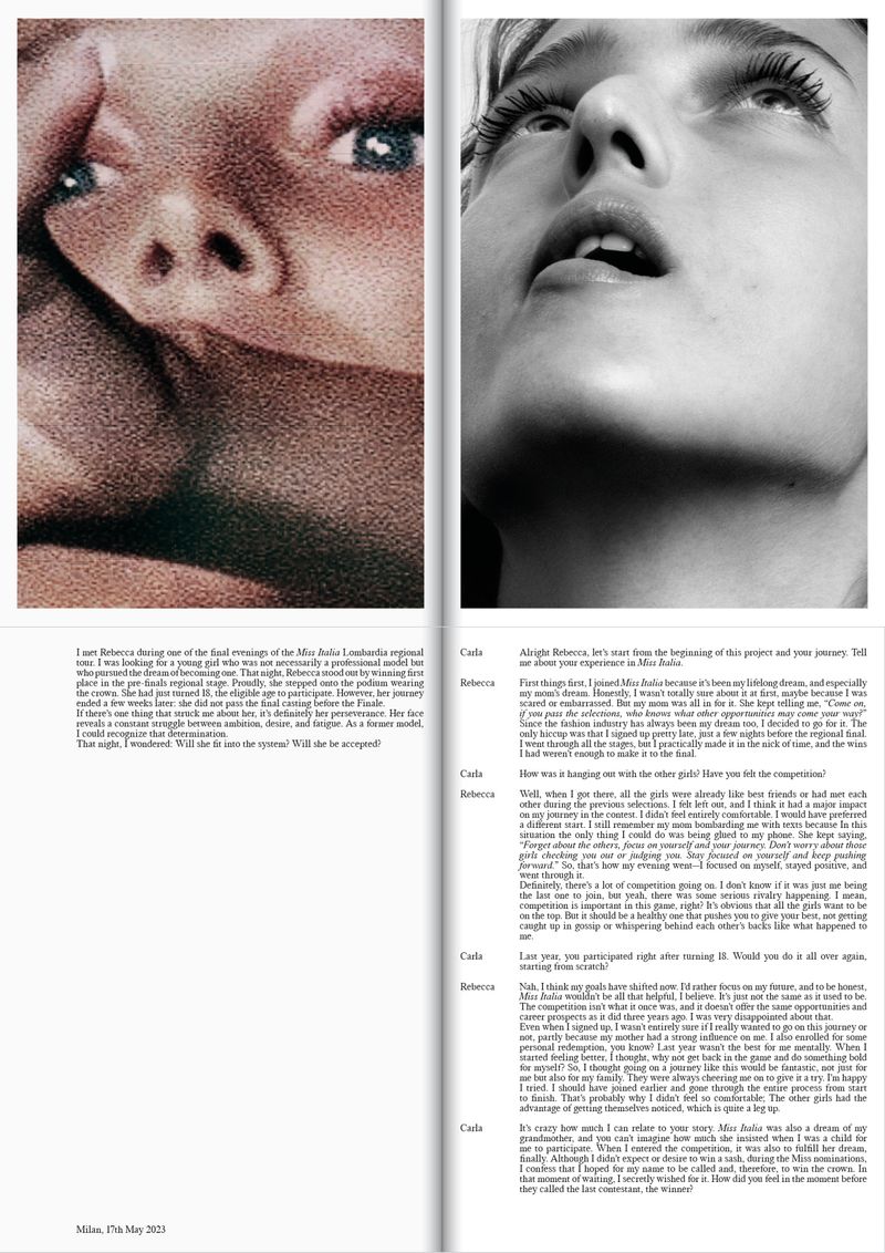 © Carla Rossi - Documentation from Book. Layout shoots and interview with Rebecca