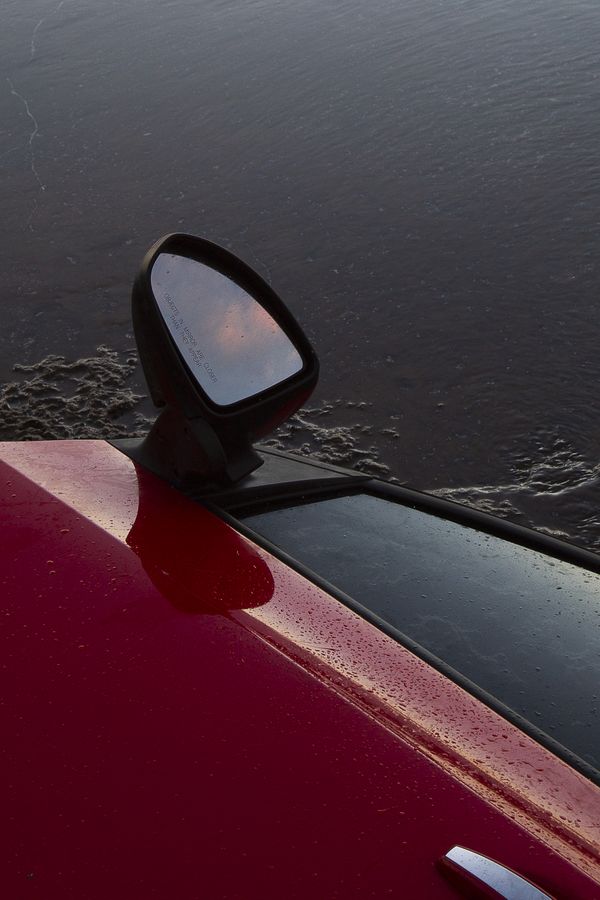 © Sophie Dumaresq - text reads "objects in mirror are closer than they appear"