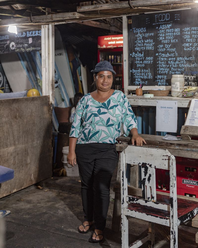 © Nyimas Laula - Ni Gede Arti, 34, owns a beach restaurant with her husband, called Bamboo Mia since 2015 at Echo Beach in Bali.