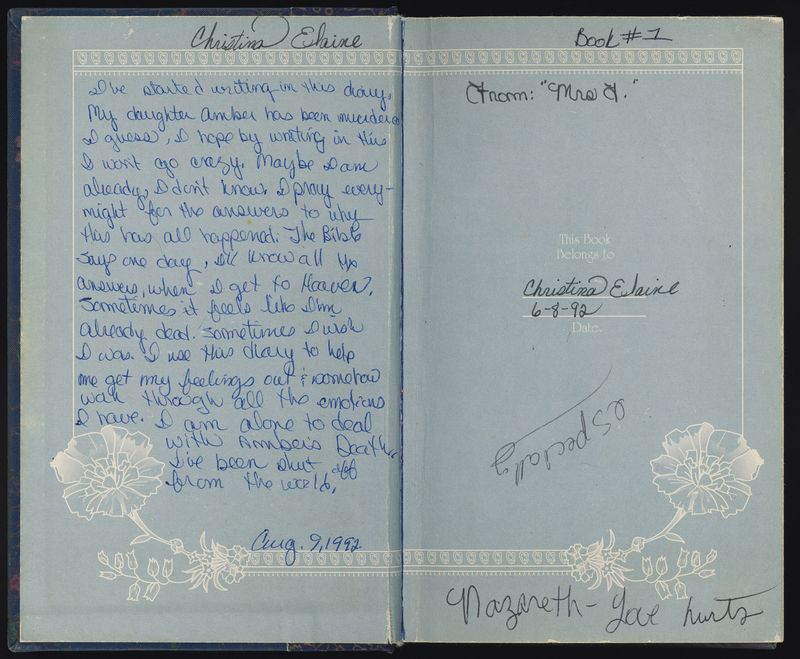 © Jan Banning - First page of Christina's diary from jail, 1992-1994.