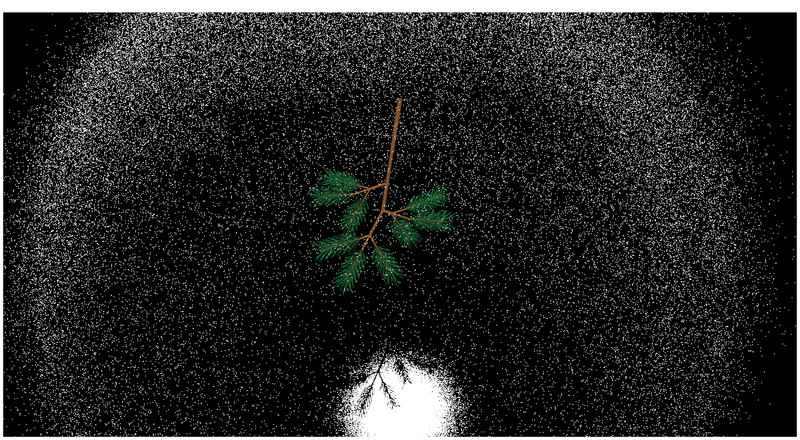 © Sheung Yiu - From the researcher dataset, a simulation showing how light is scattered by a twig.