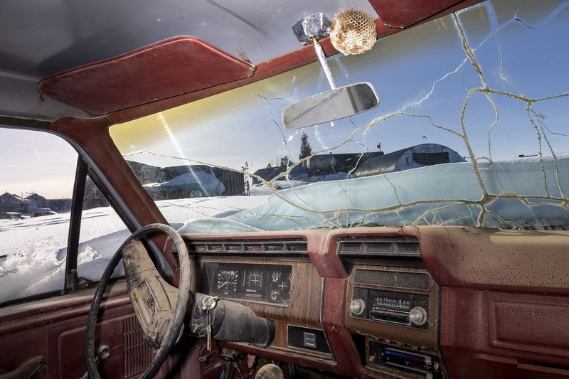 © Natalie Behring - A truck in winter in Drummond, Idaho.