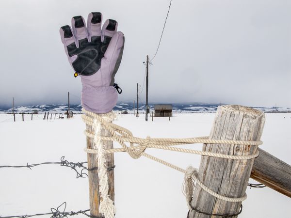 © Natalie Behring - A winter scene featuring an abandoned glove Driggs, Idaho