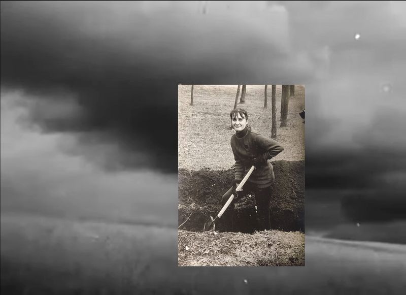 © Maryna Shtanko - Historical layer: Film still from "Earth" (1930) by Oleksandr Dovzhenko combined with a photo from a family archive.