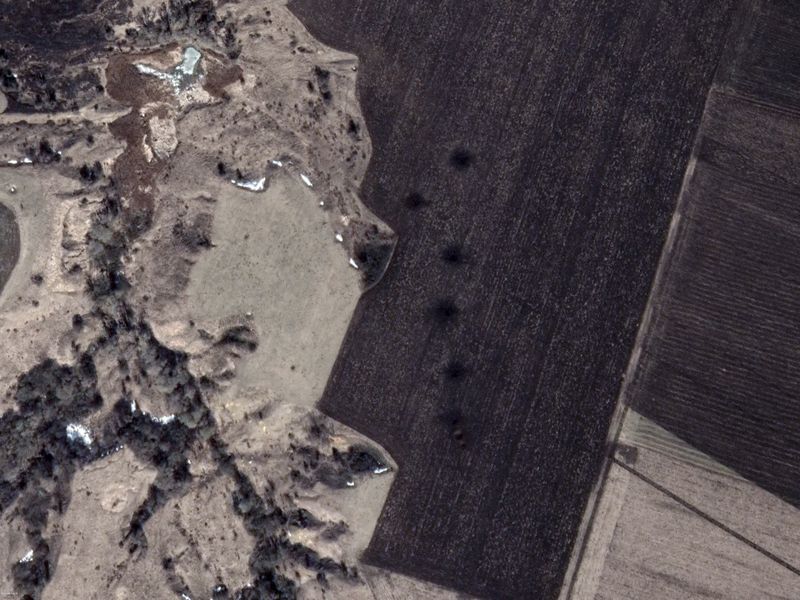 © Maryna Shtanko - Ecological layer: Destruction caused by the Russian war, Dovhenke, Kharkiv Oblast (Google Earth Pro).