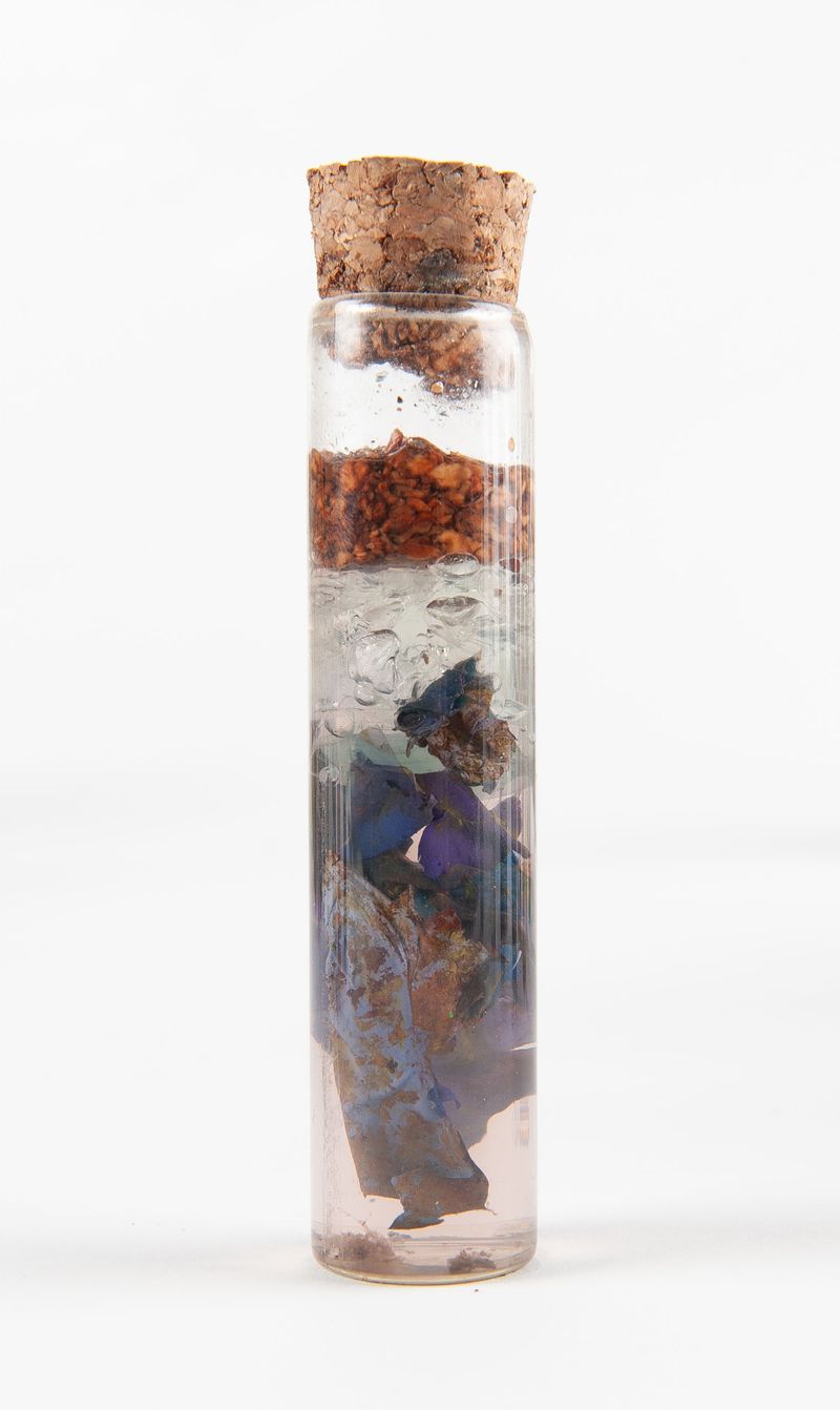 © Sara Bensaltana - Hydrogen silsesquioxane, water, silver halides, polaroid emulsion. Alchemy in a bottle.