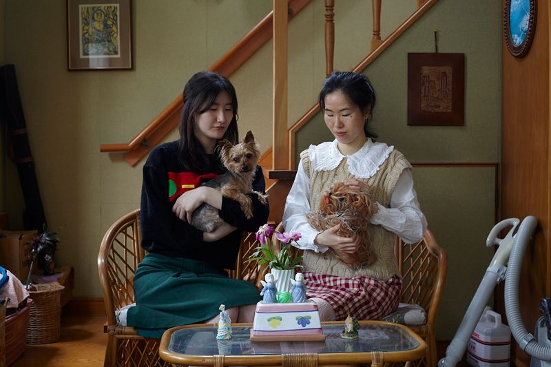 © Yuki Furusawa - My sister and I petting our precious dogs in the entrance hall.