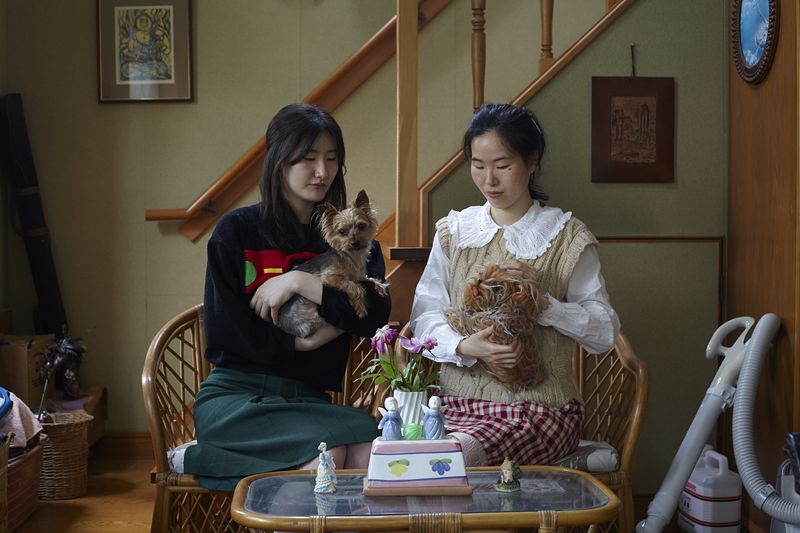 © Yuki Furusawa - My sister and I petting our precious dogs in the entrance hall.