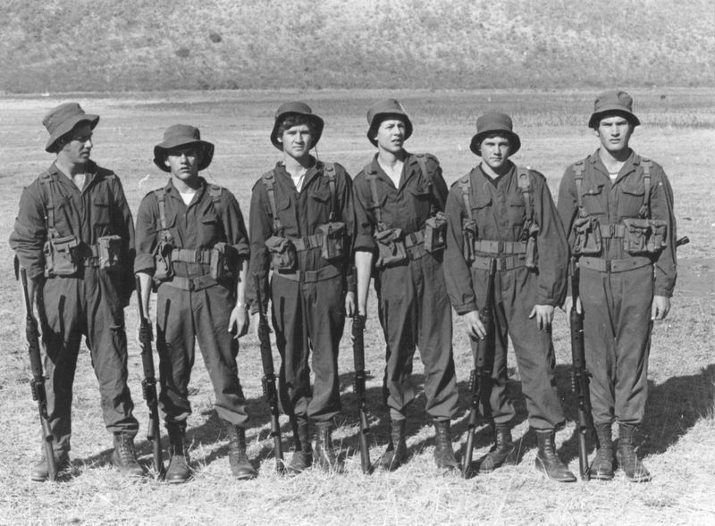 © Jansen van Staden - Pa, third from the right, with his R1 rifle, and fellow conscripts, during basic training, 1978