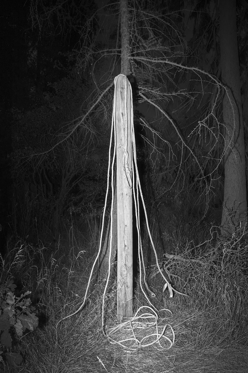 © Elena Helfrecht - First Signs, 2019 | Pole behind a war memorial close to the forest border.