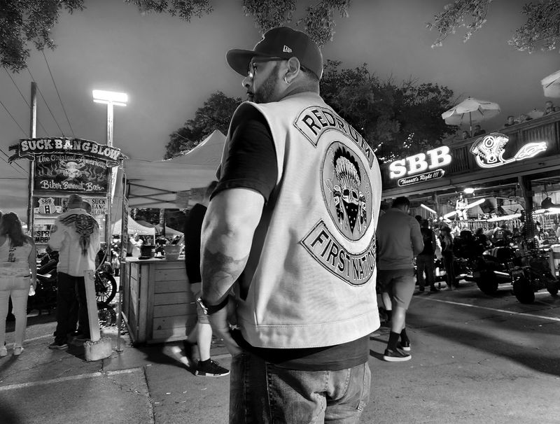 © Mary-Louise Miller - First Nation.  Motorcycle rally at Suck, Bang, Blow. Murrell's Inlet, SC (a part of the Grand Strand). © ML Miller