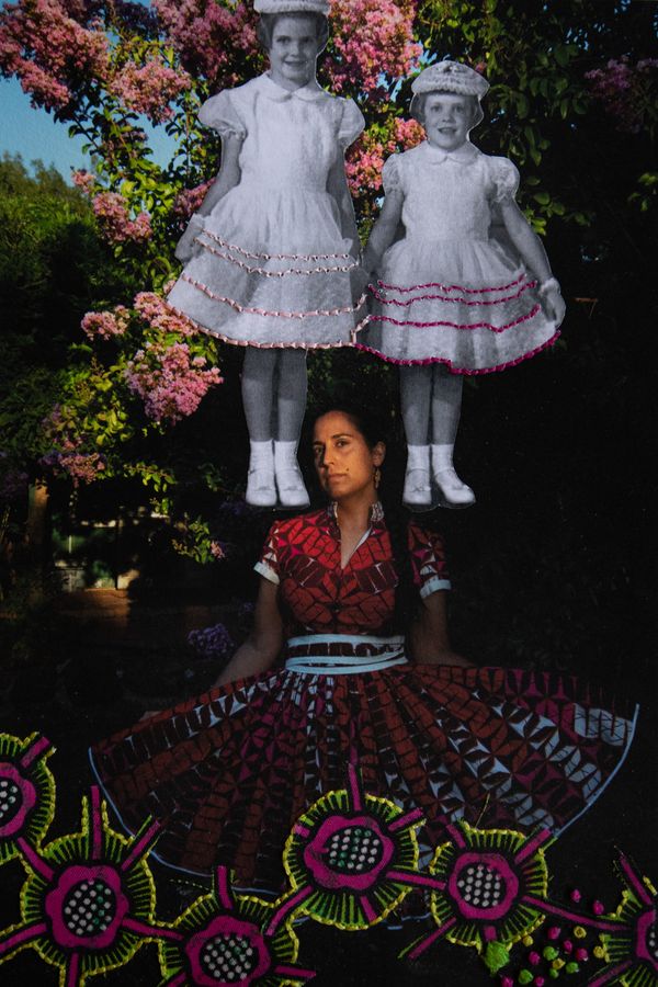 © Davina Jogi - 'Pride of India'. Self-portrait in my wedding dress, Bridgetown, Western Australia, 2022, (Embroidered Photographic Collage)