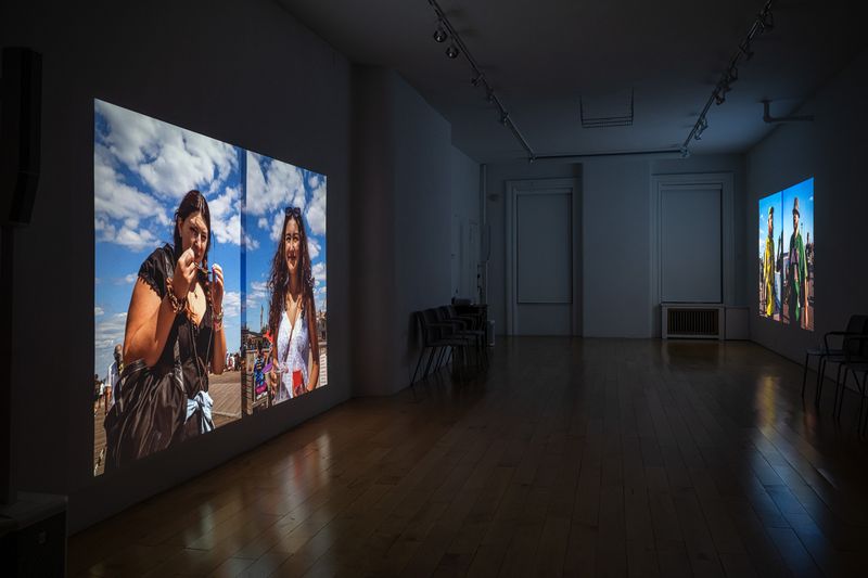 © Vytenis Jankūnas - Gallery installation view of "800 Portraits of the People I Don't Know - Part 1 and Part 2" Video Projections.