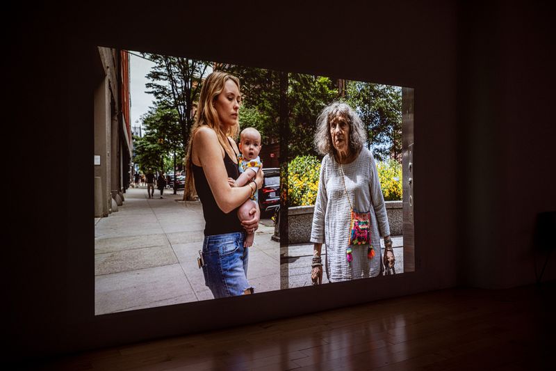 © Vytenis Jankūnas - Gallery installation view of "800 Portraits of the People I Don't Know - Part 1" Video Projection.