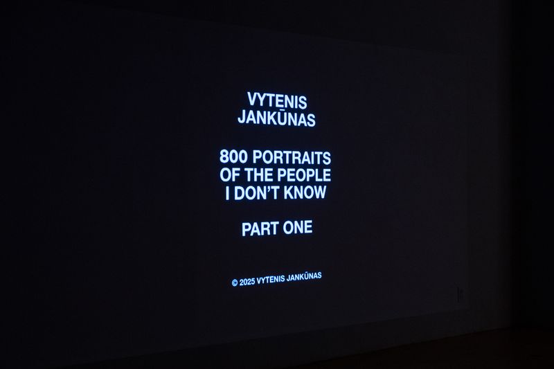© Vytenis Jankūnas - Gallery installation view of "800 Portraits of the People I Don't Know - Part 1" Video Projection.