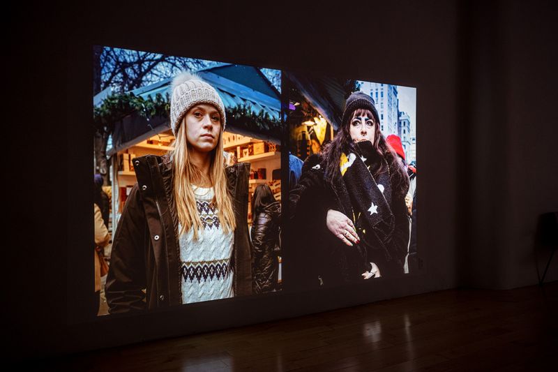 © Vytenis Jankūnas - Gallery installation view of "800 Portraits of the People I Don't Know - Part 1" Video Projection.