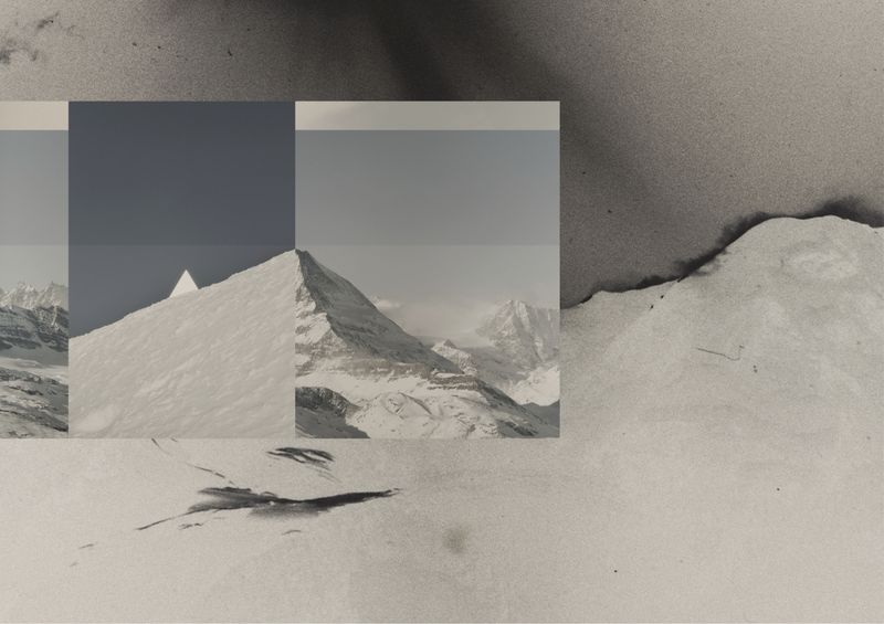 © Nina Viviana Cangialosi - Das Matterhorn – collage on snow dust of the Massif du Mont Rose (negative)