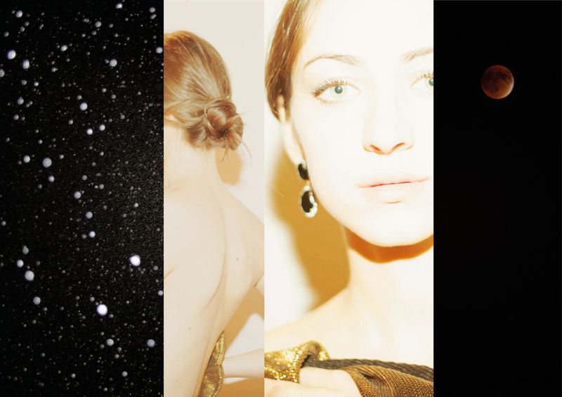 © Nina Viviana Cangialosi - 1. Night snowfall - 2. Female portrait with golden stole - 3. Blood moon