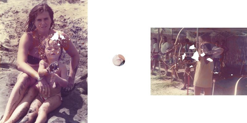 © Ludovica Bastianini - My mother and my sister - Detail of my sister with a "carrot nose" - My mother playing a summer archery tournament