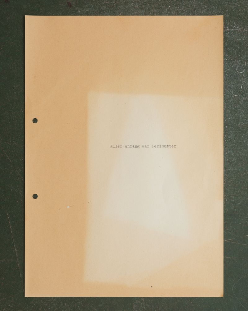 © max.korndoerfer - Sun-bleached paper found in a factory. I wrote phrases from newspaper articles about the industry on it using a typewriter.
