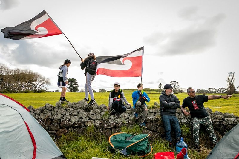 © Serena Stevenson - A family camped for two weeks resides on the Ihumātao site.
