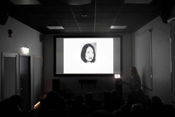 Artist in residence Deanna Pizzitelli gives a talk at the end of her residency