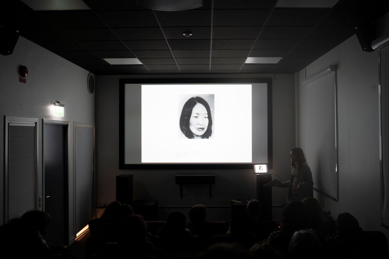 Artist in residence Deanna Pizzitelli gives a talk at the end of her residency